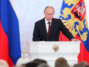Владимир Путин выступает с ежегодным посланием к Федеральному Собранию