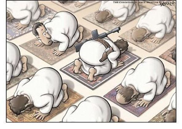 Карикатура, показывающая заблуждение террористов