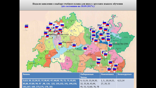 Карта отказов от уроков татарского языка