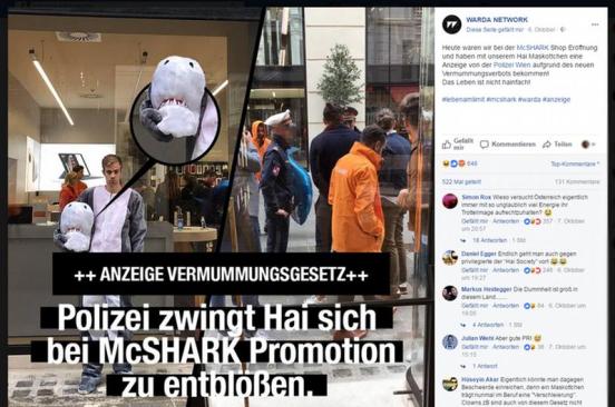 Жертвой австрийского закона о запрете бурки стал человек в костюме акулы